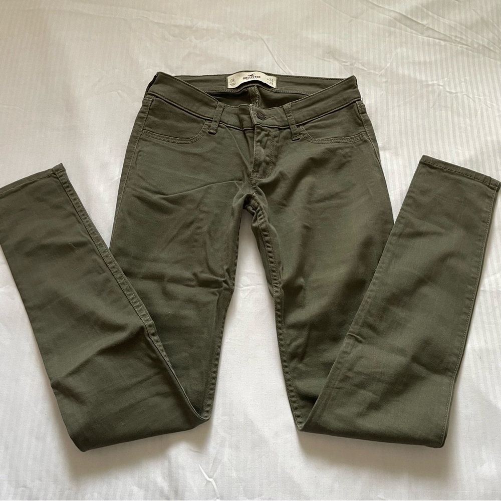 Hollister olive green skinny jeans